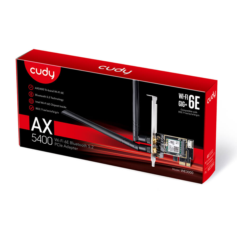 Cudy Adapter PCI-E WE3000 AX5400 Wi-Fi 6 Svart
